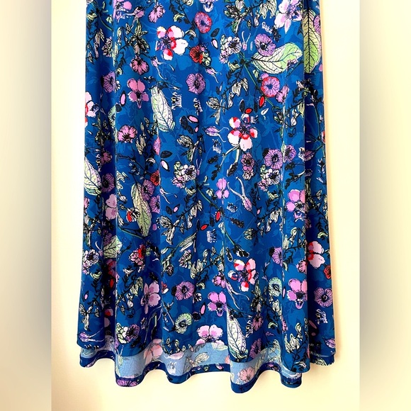 LuLaRoe Blue & Multicolored Floral Stretch Jersey A-Line Maxi Skirt Size 2XL - Picture 3 of 7